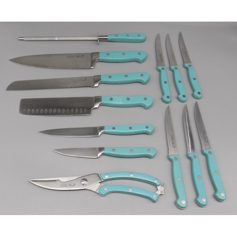 Pioneer Woman 13 Piece Knife Set Teal Handles Turquoise Frontier Collection